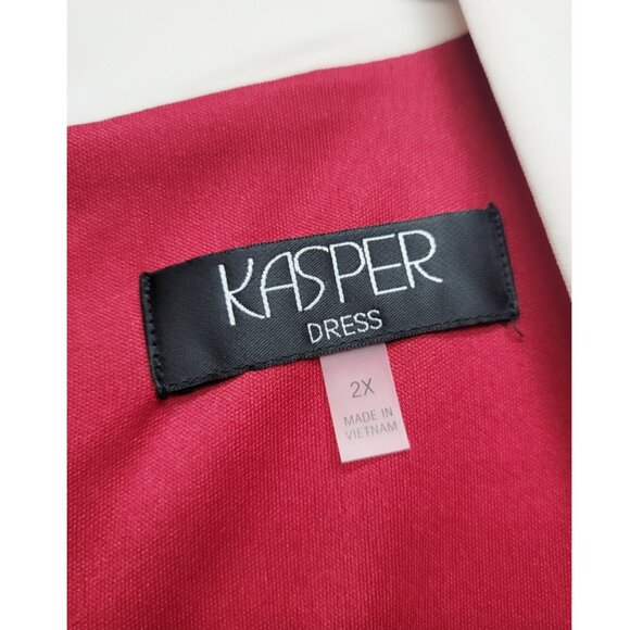 NWT Kasper Red White City Wrap V-Neck Long Sleeve Dress 2X - Picture 11 of 14